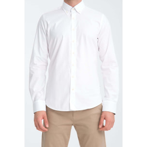 camicia uomo 1 bottone button down slim Jacquard Fantasia Bianco