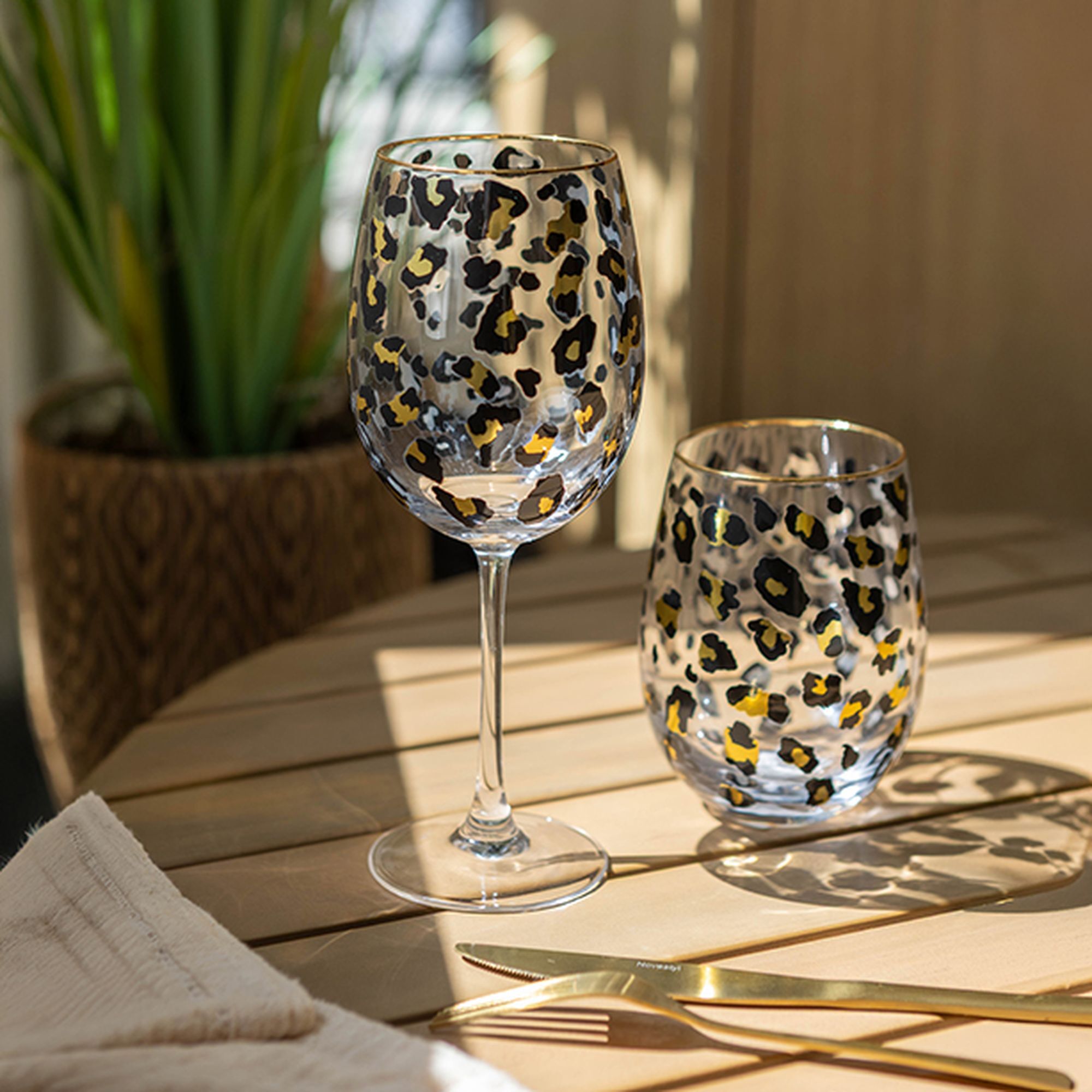 Lot de 4 gobelets en verre 52cl motif léopard LEOPARD