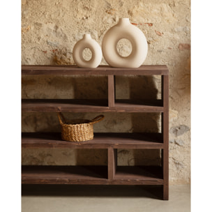 Estantería de madera maciza tono nogal de 80x140cm Alto: 80 Largo: 140 Ancho: 35