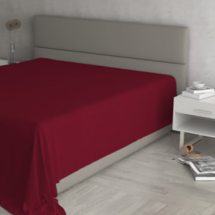 LENZUOLO SOPRA MAX COLOR, 100% Cotone, Tinta Unita, Made in Italy - BORDEAUX