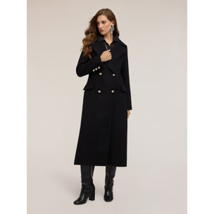 Motivi - Abrigo cruzado de paño de lana mixta - Negro