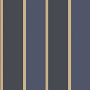 Papier peint LUTECE imprimé rayures bleues et or - Bleu