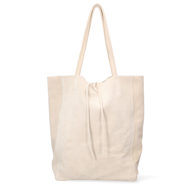 Borsa a mano da donna Made in Italy - Modello Lumena Prime - 100% pelle scamosciata - 28.0 x 35.5 x 12.5 cm