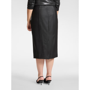 Elena Mirò - Falda con pespunte milanés revestida - Negro