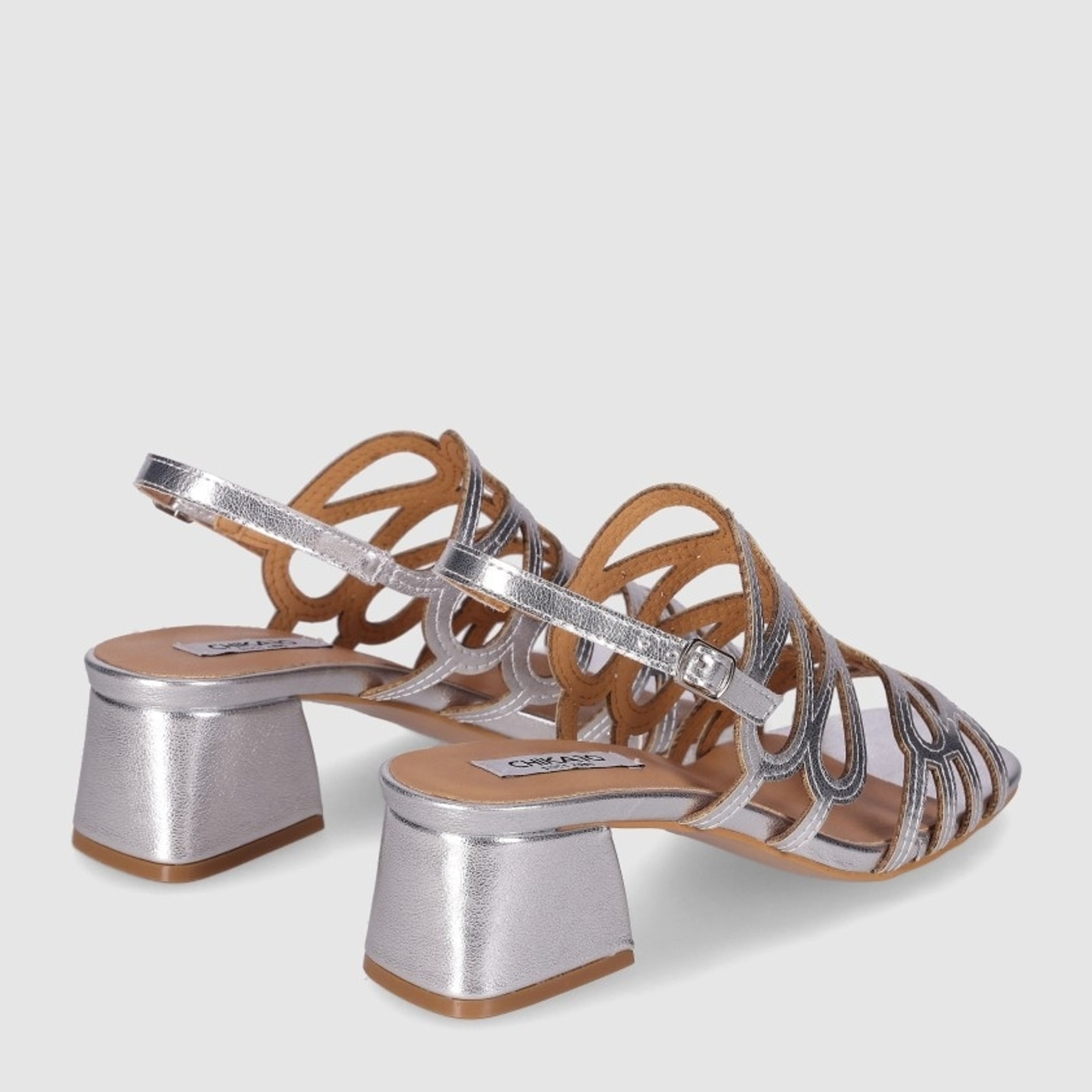 Sandalias de Piel Sintética - Plata - Tacón: 5 cm