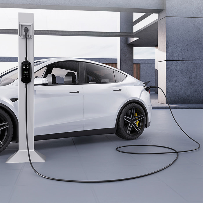 Caricabatterie G01 per auto elettrica Tipo 2, EV e PHEV, con 32A e 7KW. APP di controllo e Schermo LCD.
