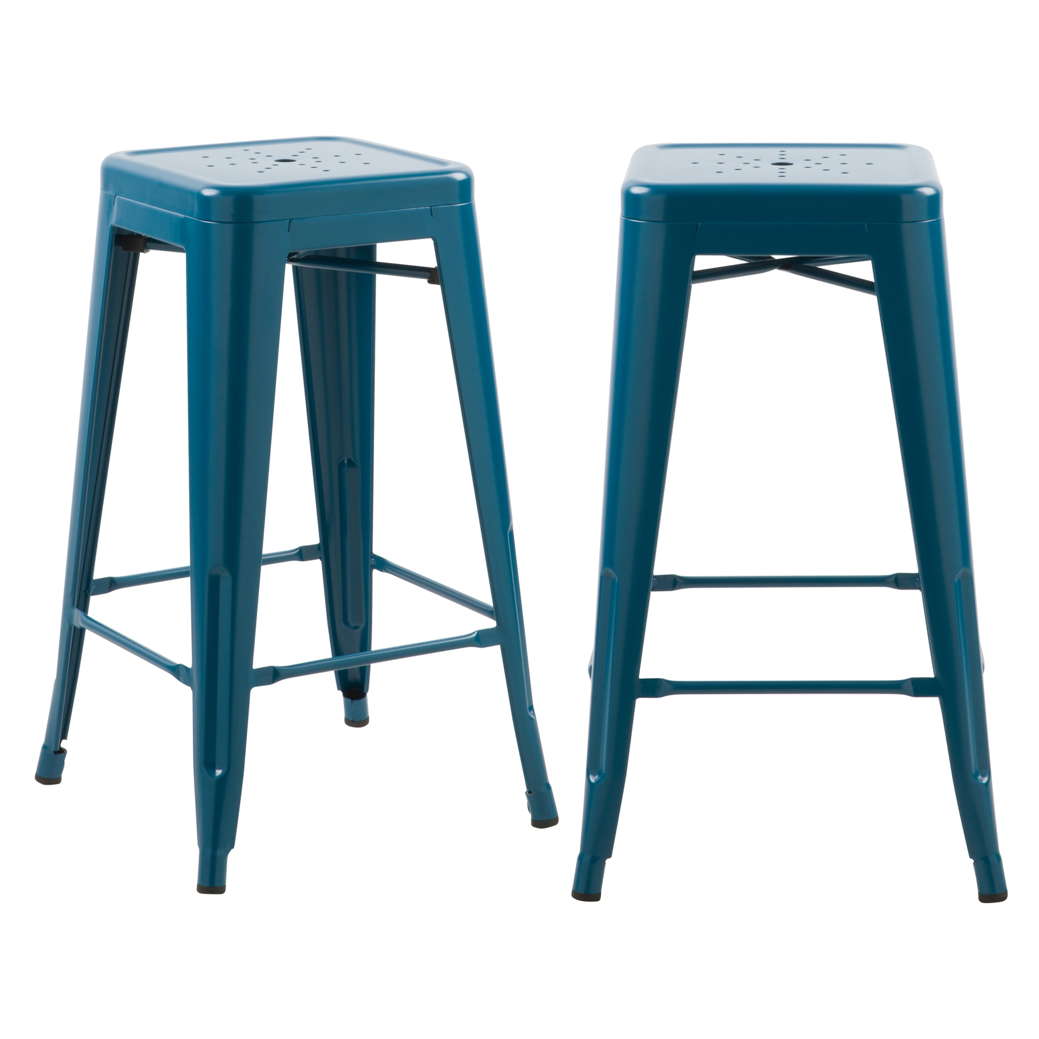 Tabouret de bar mi-hauteur Indus bleu mat 66cm (lot de 2)