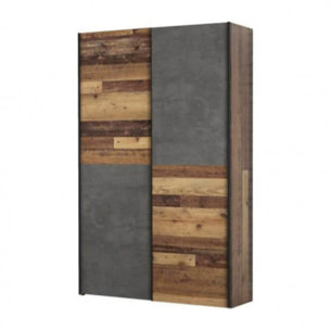 Armoire 2 portes coulissantes 6 tablettes en bois - SMART