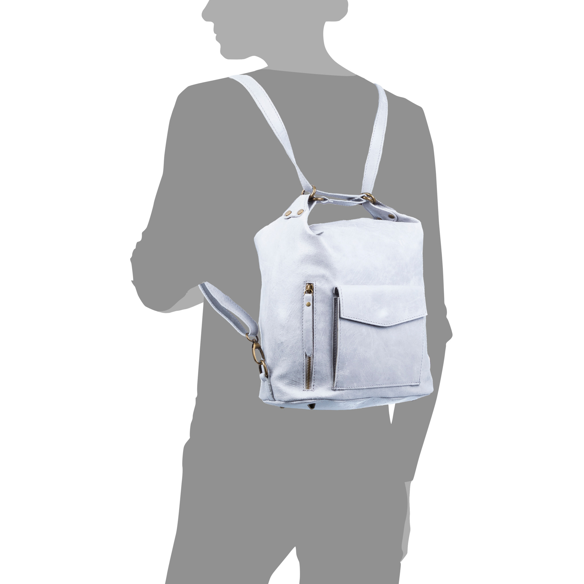 FIRENZE ARTEGIANI Borsa a Spalla da Donna Irene. Vera Pelle Scamosciata Stone Washed Made in Italy 31x13x32 Cm. Colore: grigio chiaro