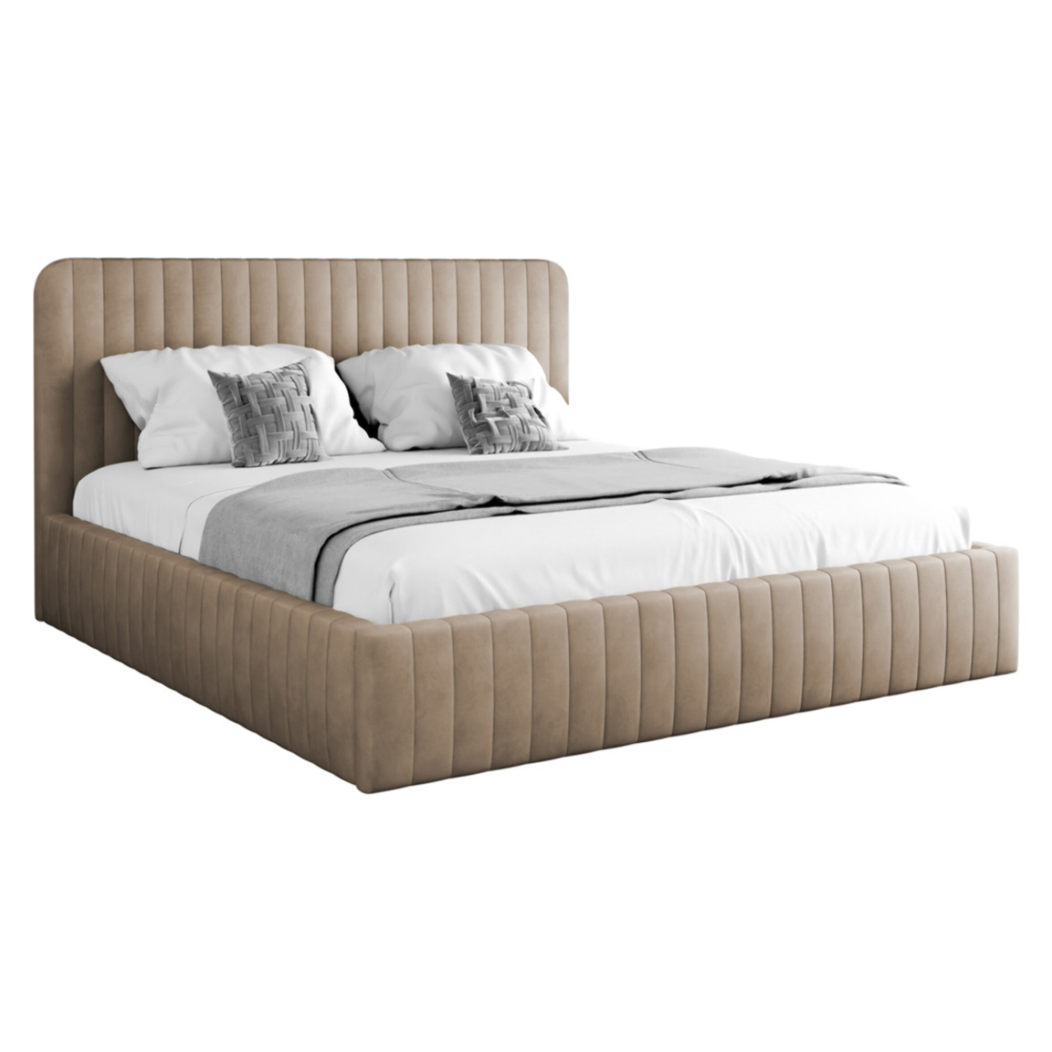 Stuart - lit coffre - 160x200 cm - sommier inclus - en velours - Latte