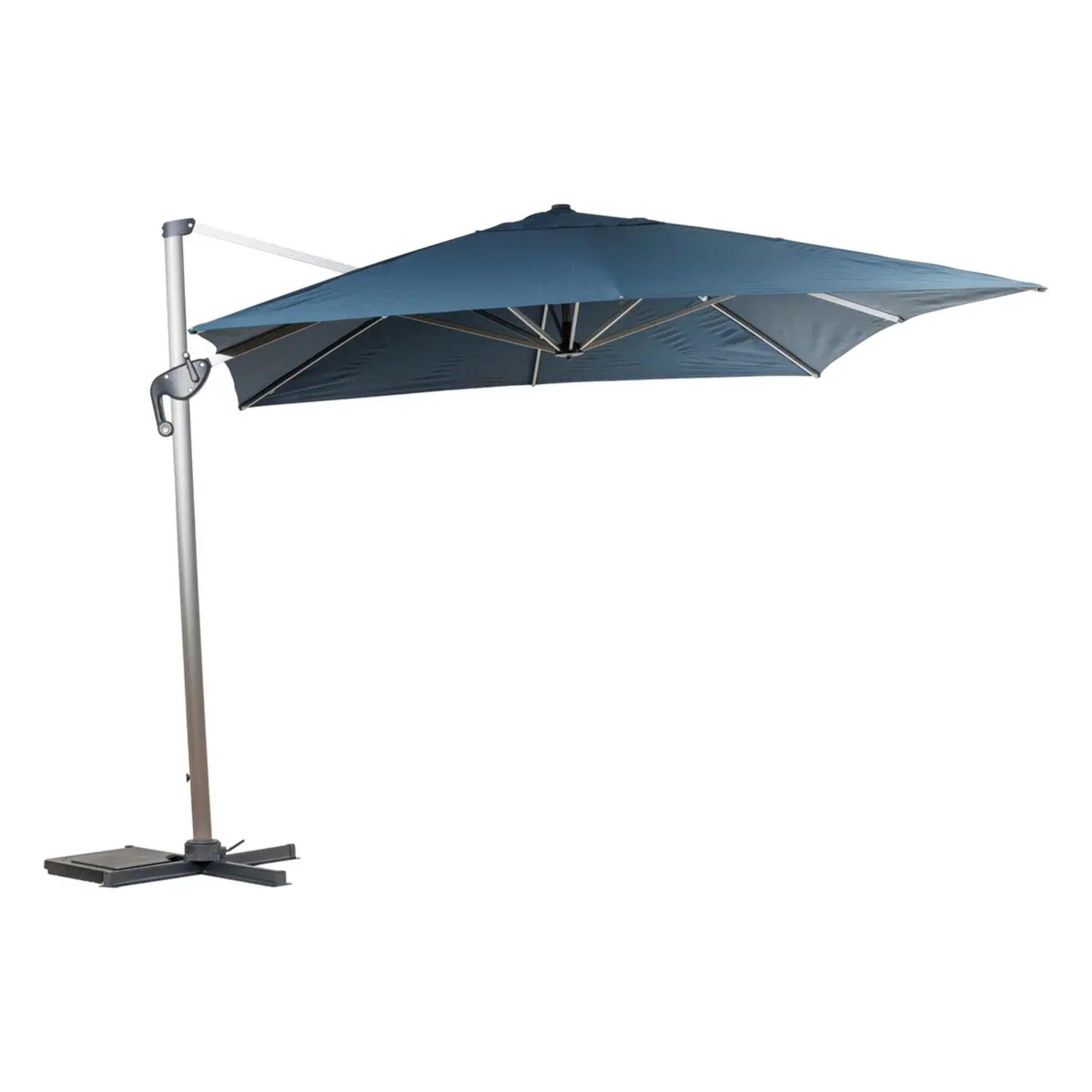 Parasol déporté rectangulaire "Équador" Pétrole 4 x 3m en aluminium et polyester