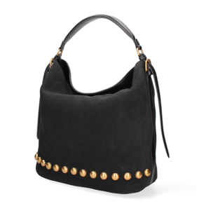 Borsa a spalla da donna Made in Italy - Modello Seraphina Plus - Pelle scamosciata - 31.0 x 31.0 x 15.0 cm