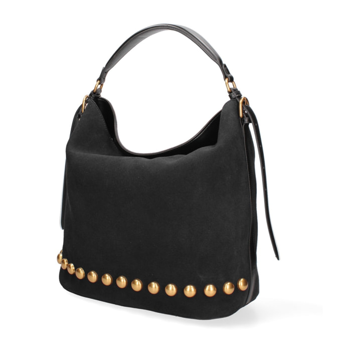 Borsa a spalla da donna Made in Italy - Modello Seraphina Plus - Pelle scamosciata - 31.0 x 31.0 x 15.0 cm