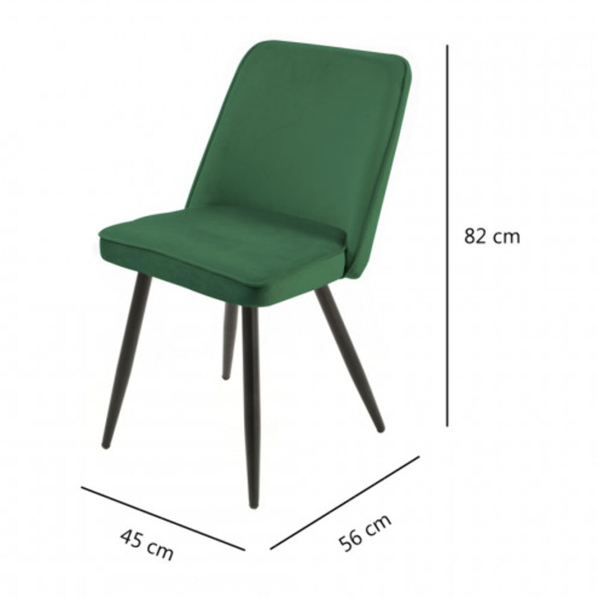Chaise en velours avec piètement en métal noir - PETALE