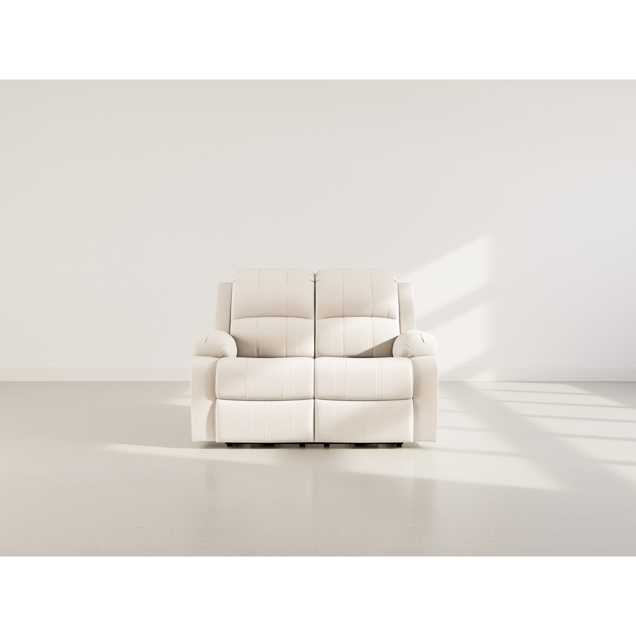 Armand - Canapé 2 places relax électrique en velours côtelé - Beige