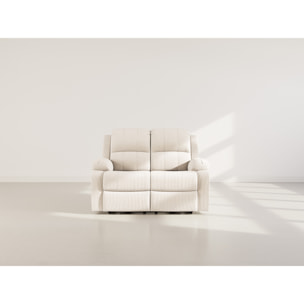 Armand - Canapé 2 places relax électrique en velours côtelé - Beige