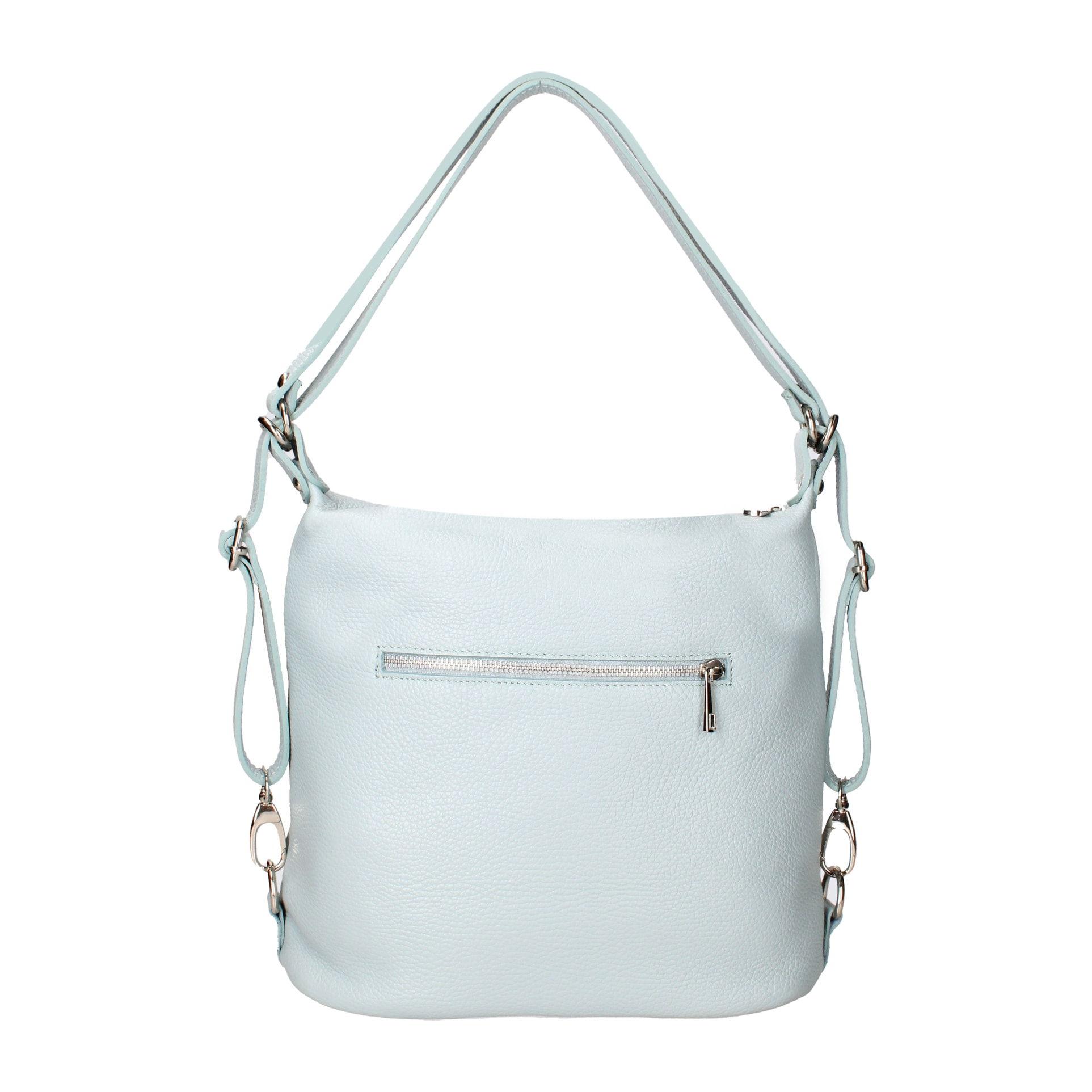 Borsa a spalla convertibile in zaino Bianca da donna In Vera pelle Made in Italy 30x26x9 cm