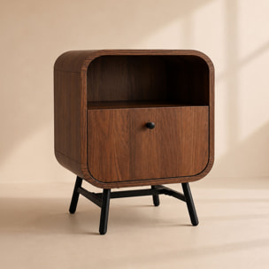 Table de chevet effet bois et pieds en métal marron OREE