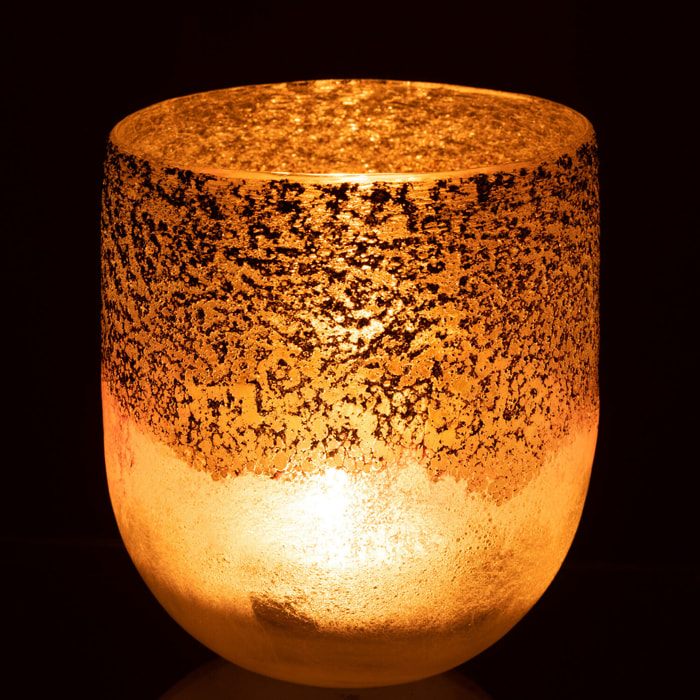 J-Line photophore Milano - verre - gris/rose - large