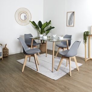 Chaise Scandinave Coque Rembourree Gris - Lot de 4
