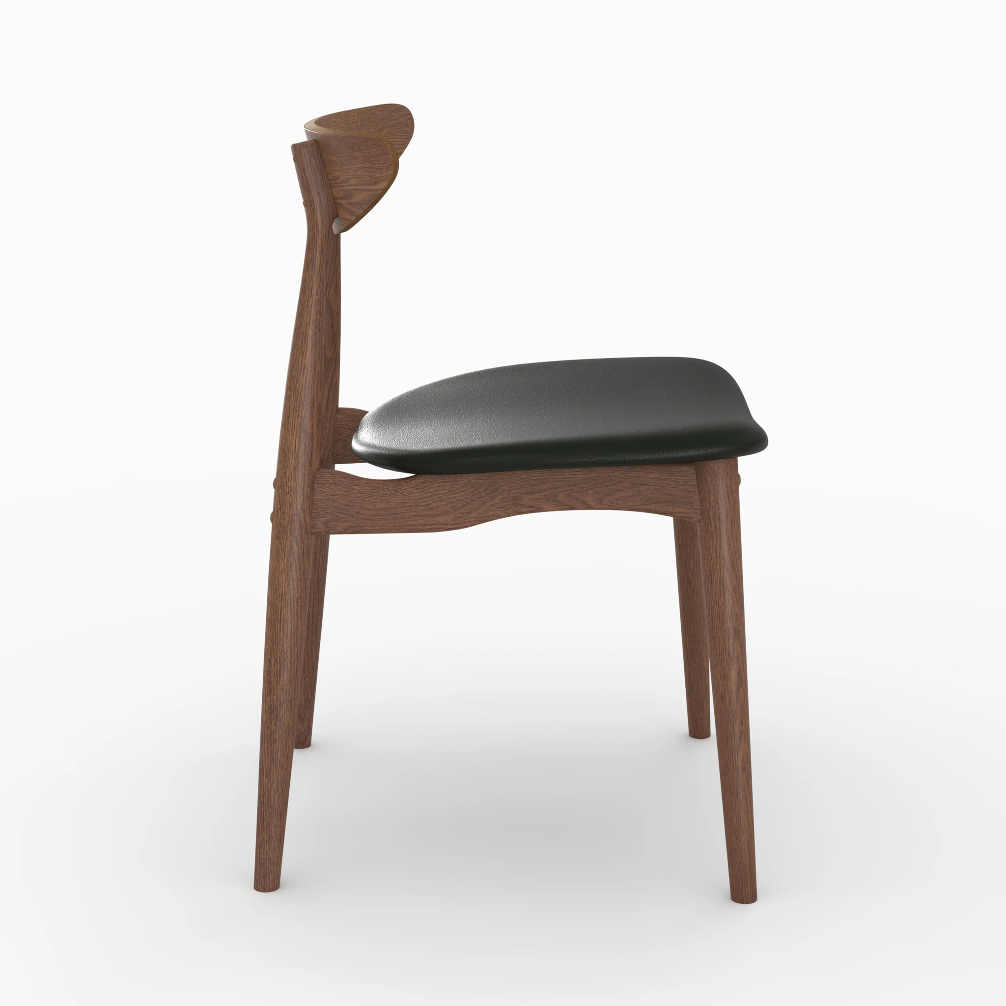 Lot de 2 chaises en cuir synthétique noir et bois d'hévéa - Josette