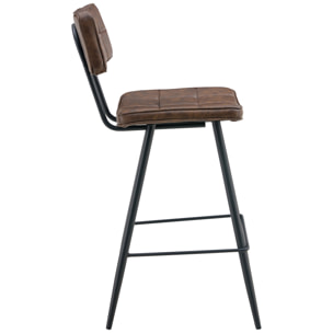 Lot de 2 tabourets de bar en simili marron FERNAND