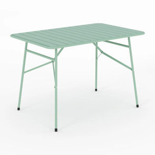 Table et chaises de jardin pliantes 4 personnes en métal vert - Yumi