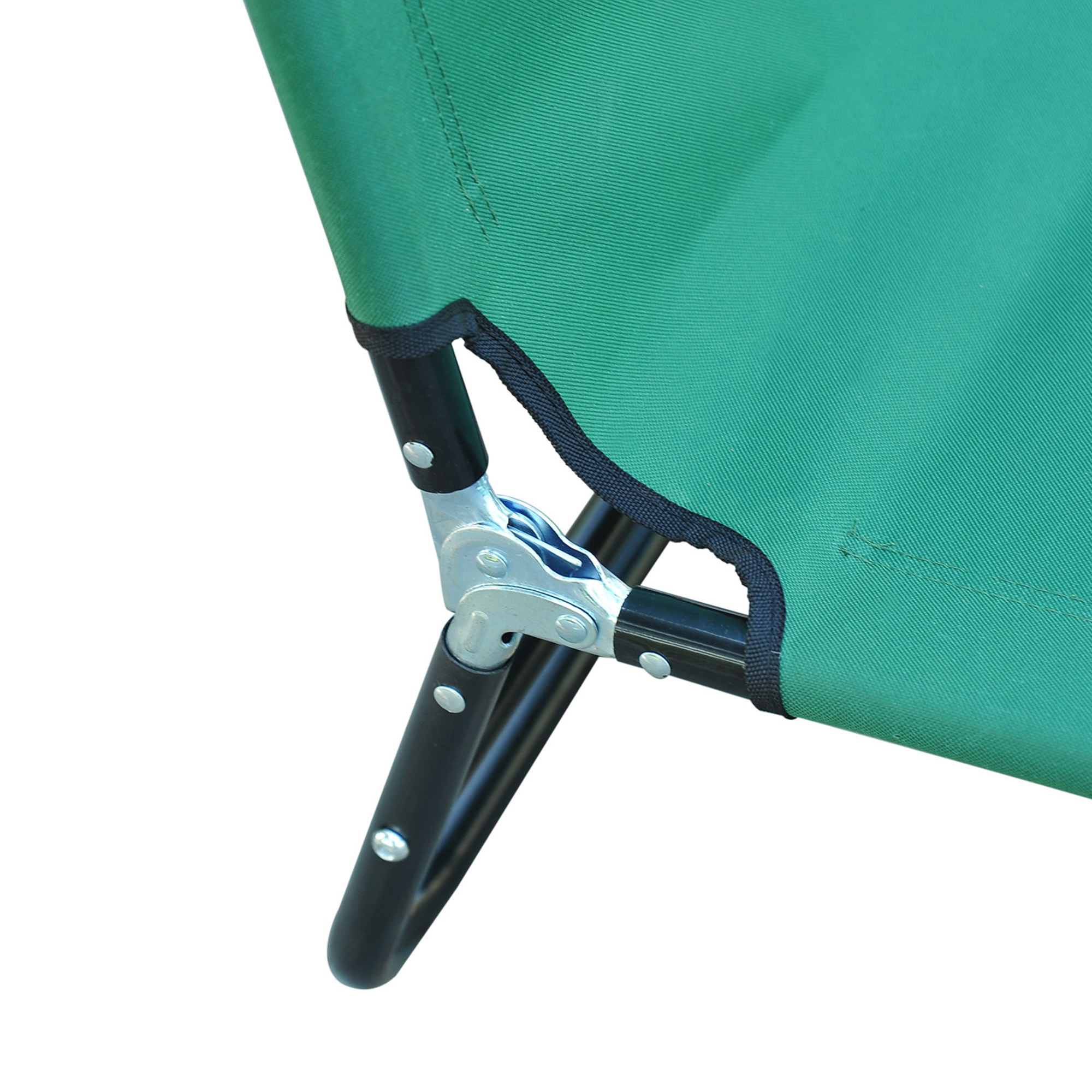 Bain de soleil transat pliable inclinable 5 positions acier noir tissu Oxford vert