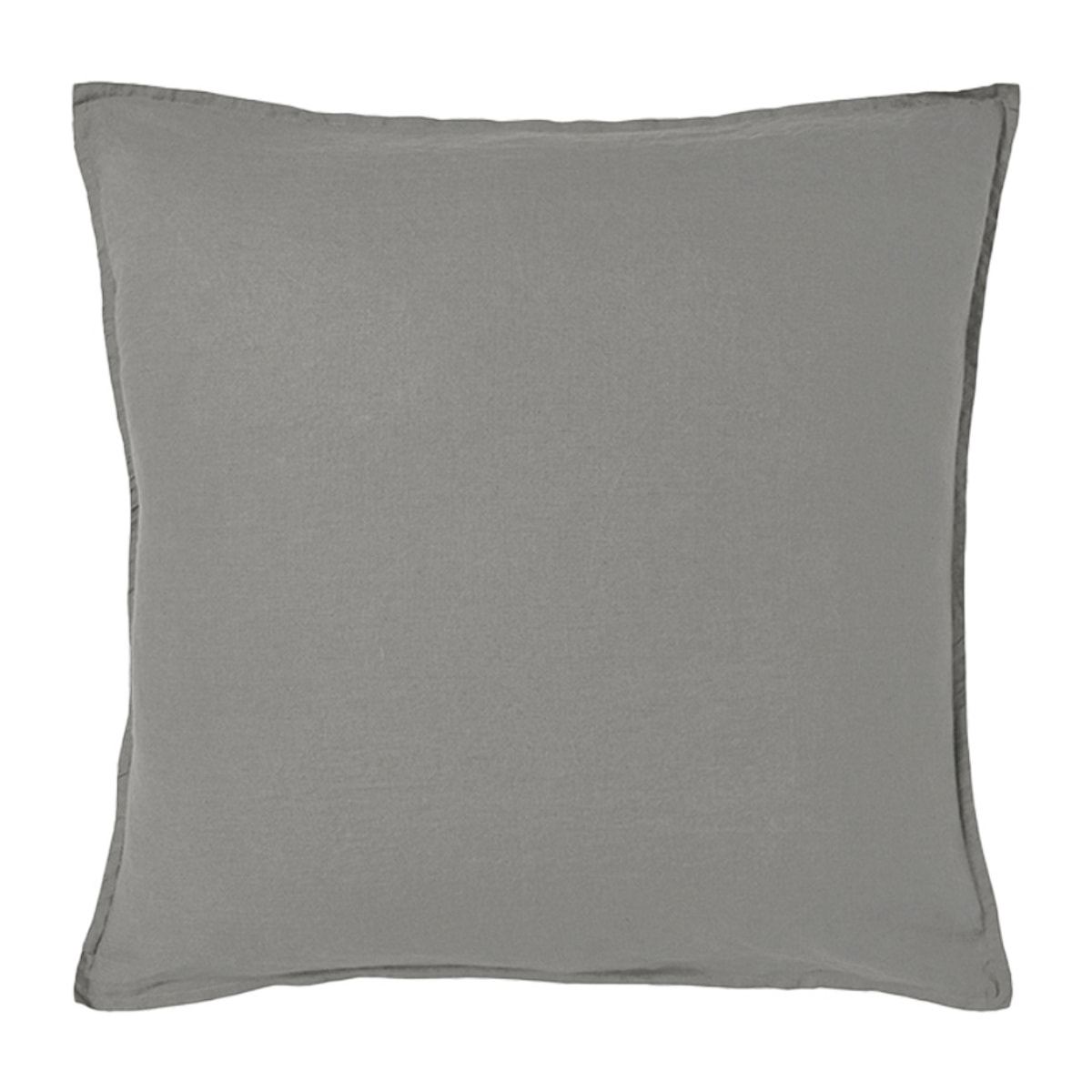 Taie d'oreiller unie en lin lavé, Made in France, NOUVELLE VAGUE , Gris Galet