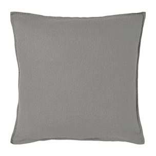 Taie d'oreiller unie en lin lavé, Made in France, NOUVELLE VAGUE , Gris Galet