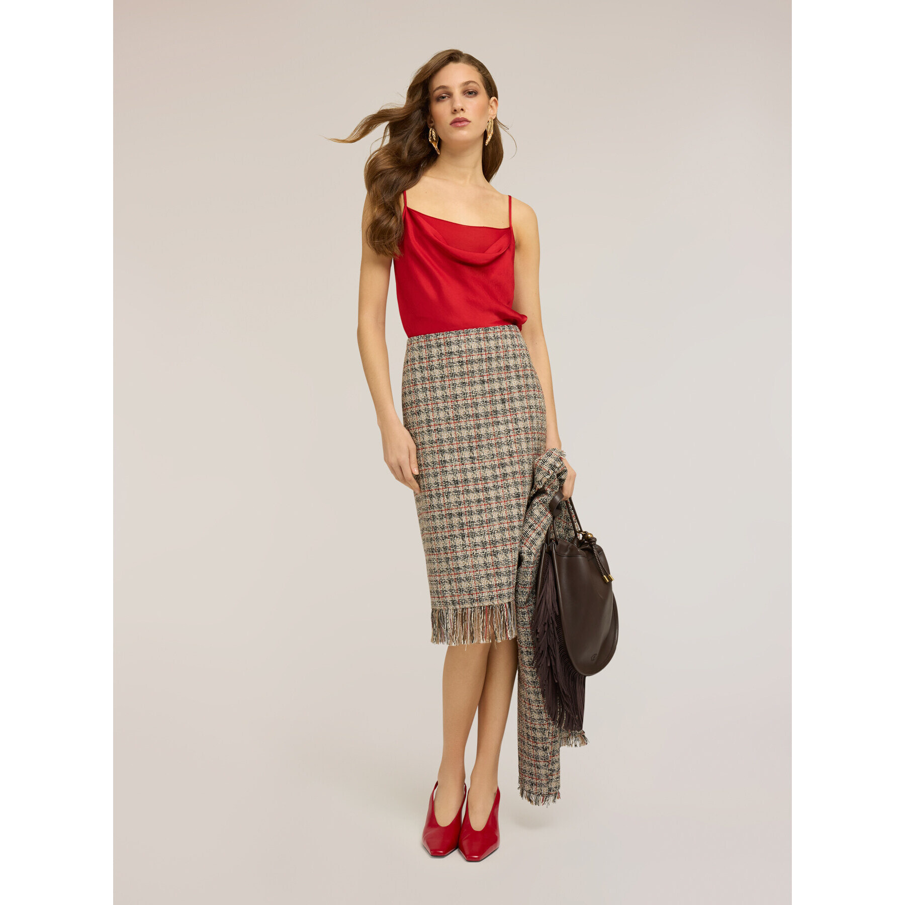 Motivi - Top in raso con drappeggio - Rosso