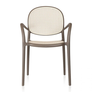 Pack 4 sillas de exterior Klux Arm Taupé - rattan