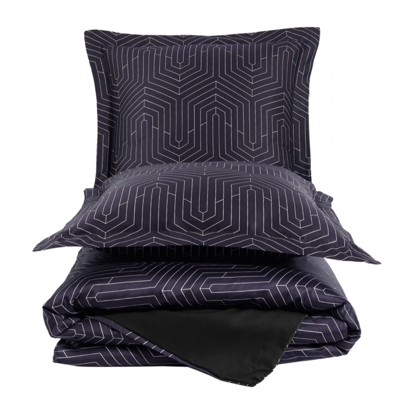 Parure housse de couette 240x220 cm et 2 taies d'oreiller 63x63cm satin de coton imprimé