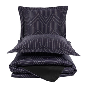 Parure housse de couette 240x220 cm et 2 taies d'oreiller 63x63cm satin de coton imprimé