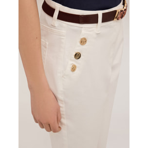 Motivi - Pantaloni regular con bottoni metallici - Bianco