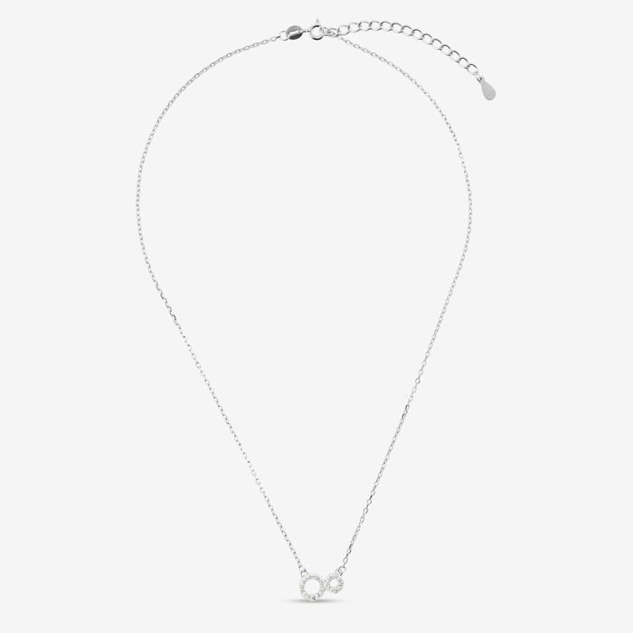 Collana in Argento 925 con Pendente Doppio in Pavé di Cubic Zirconia