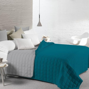 INTRECCI Copriletto Una Piazza E Mezza Estivo, Trapunta Estiva, 210x260 cm, Coperta Estiva, anche Primaverile, Double Face, Moderna, Leggera, Elegante. Colore: Petrolio/Grigio