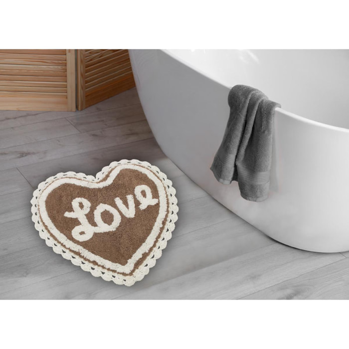 Tappeto Bagno A Forma Di Cuore Love Con Lace Dove Bianco