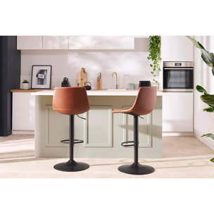 Tabourets de bar vintage réglables pivotants marron (lot de 2) NEW ROCK