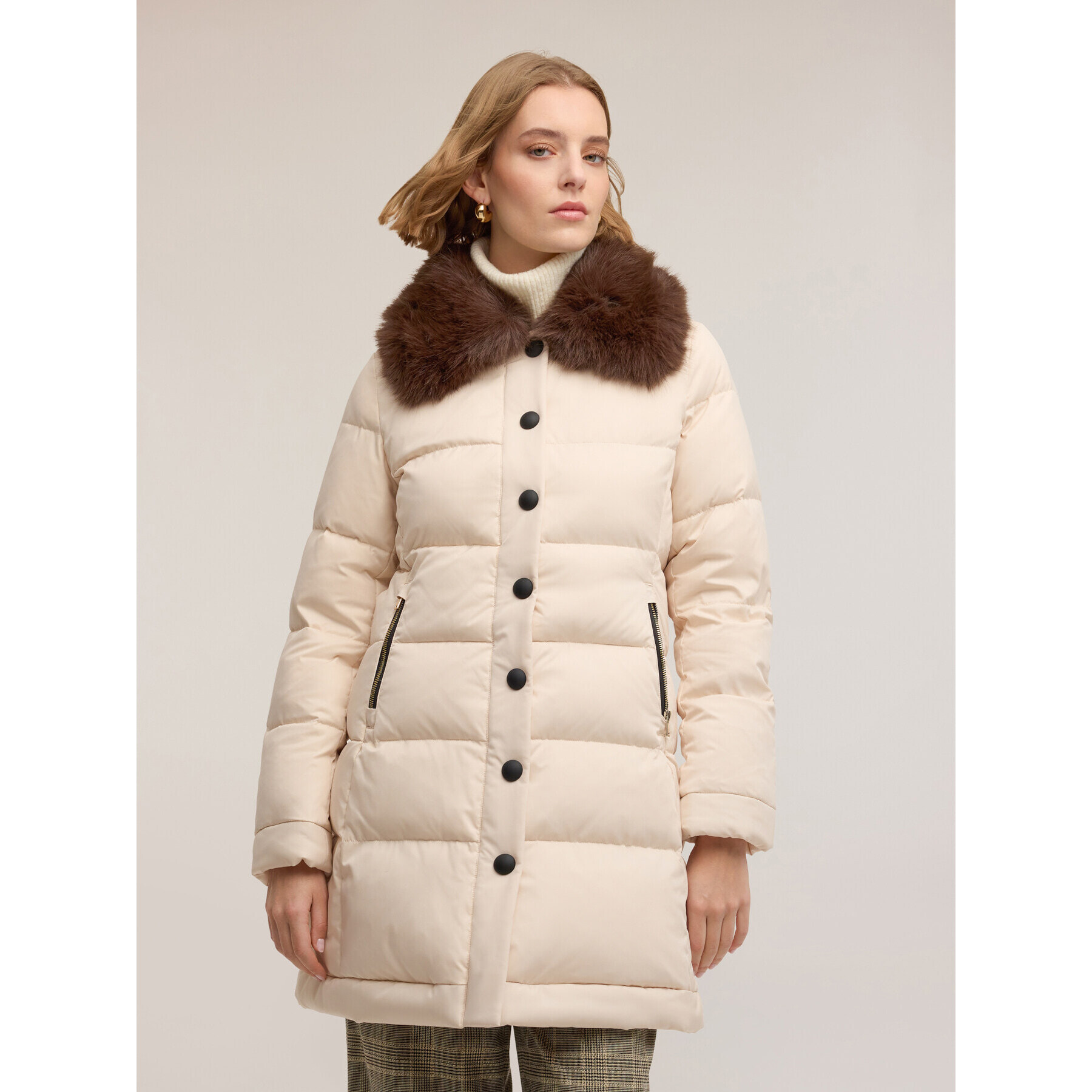 Motivi - Plumífero largo con cuello alto - Blanco