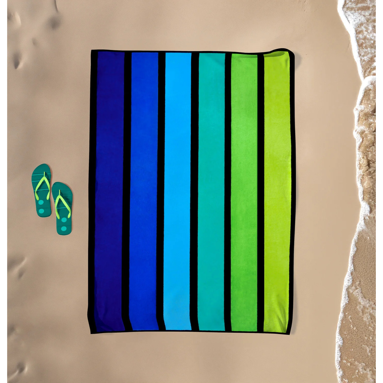 Serviette de plage éponge velours Jacquard - Happy Men - 140x180cm - 400g/m²