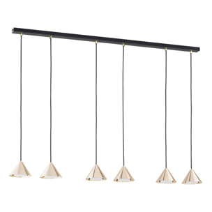 Lampada a sospensione Elit in acciaio nero opaco e oro