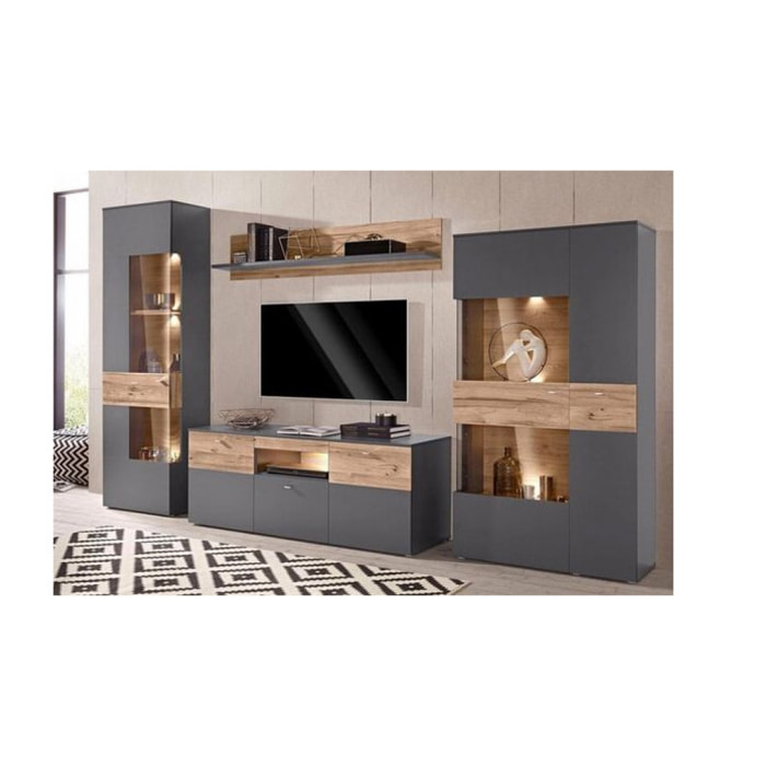 Meuble TV gris en bois L150 cm - TONY