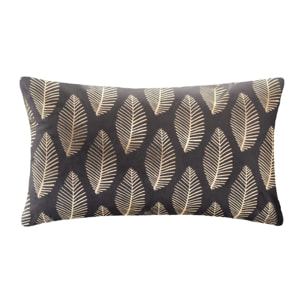 Coussin "Tropic" en velours gris et doré 30x50cm