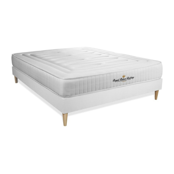 Pack matelas à mémoire de forme Nottingham + sommier KIT blanc + 2 oreillers de mémoire de forme + 1 couette 250 grammes + Sommier tapissier en kit cm d'épaisseur - Matelas à Mémoire de forme de 20cm d'épaisseur