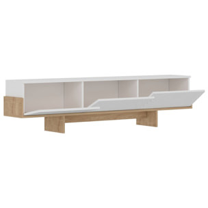 LEESBURG Meuble TV avec placards blanc et bois 180cm