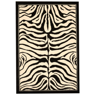 tapis salon 160x225 tissé noir rectangle motif animaux AF1 ZEBRE