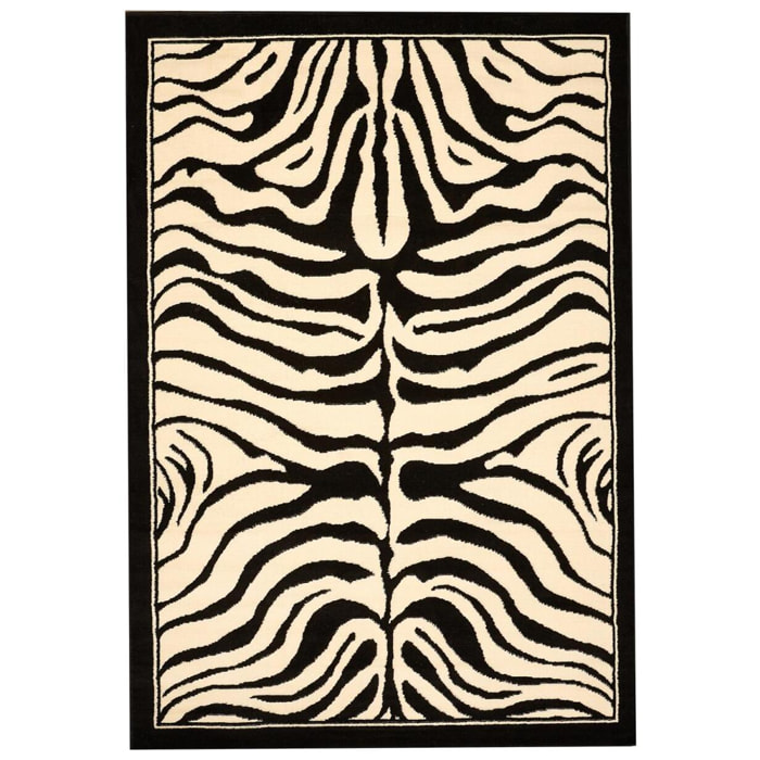 tapis salon 160x225 tissé noir rectangle motif animaux AF1 ZEBRE