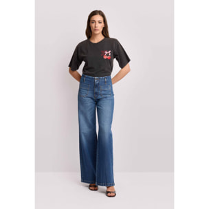 Kocca - Pantaloni wide leg a gamba larga Donna, Denim