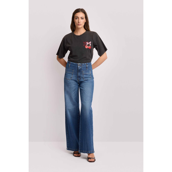 Kocca - Pantaloni wide leg a gamba larga Donna, Denim